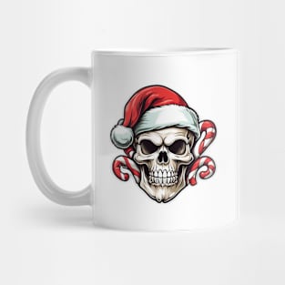 Skull, Santa Hat and Candy Canes Mug